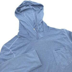 Poncho Performance Hoodie Shirt Men's Small Blue Long Sleeve Gym Fishing Read